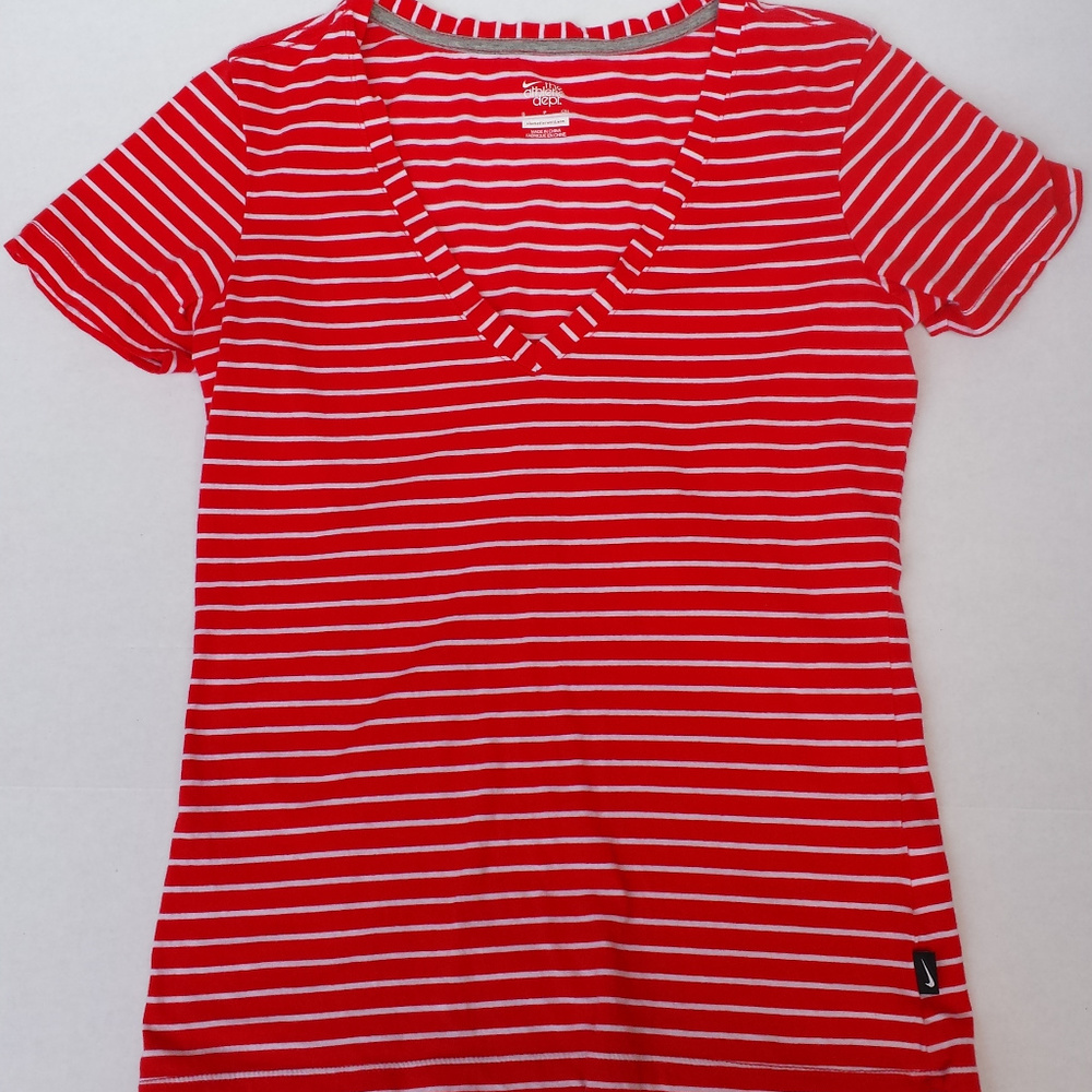 Nike The Athletic Dept red white striped top